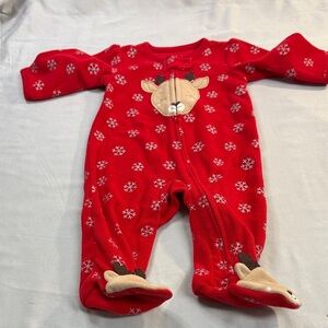 Carter's - Red Reindeer Kids One Piece Fleece Sleeper/Footie